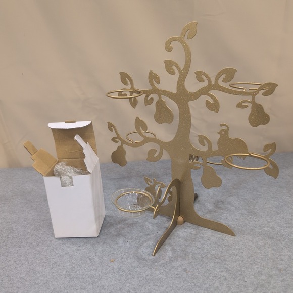 PartyLite Golden Pear Teatree Candle Holder Stand with Glass Cups - Picture 3 of 7